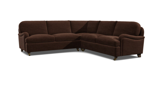 Brown Velvet 3X3 Seater Corner Sofabed - Traditional Fold Out Custom Sofa Bed In Easy Clean Velvet - Helston Range - image 1
