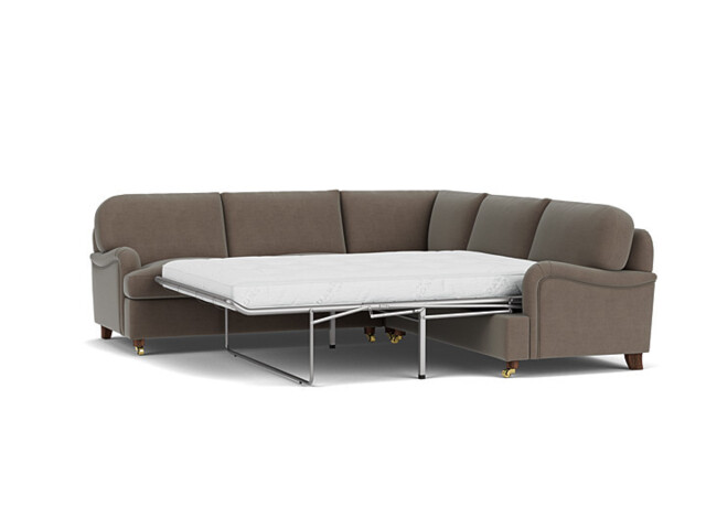 Brown Velvet 3X3 Seater Corner Sofabed - Traditional Fold Out Custom Sofa Bed In Easy Clean Velvet - Helston Range - image 1