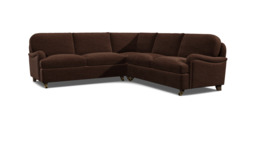 Brown Velvet 3X3 Seater Corner Sofabed - Traditional Fold Out Custom Sofa Bed In Easy Clean Velvet - Helston Range - thumbnail 1