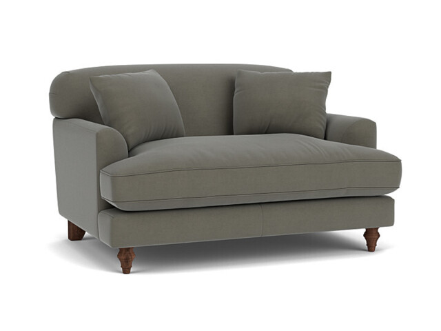 Grey Fabric Loveseat Armchair - Traditional Snuggler Cuddler Custom Arm Chair In Easy Clean Fabric - Galloway Range - image 1