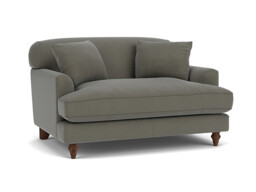 Grey Fabric Loveseat Armchair - Traditional Snuggler Cuddler Custom Arm Chair In Easy Clean Fabric - Galloway Range