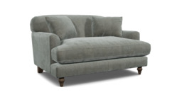 Grey Fabric Loveseat Armchair - Traditional Snuggler Cuddler Custom Arm Chair In Easy Clean Fabric - Galloway Range - thumbnail 1
