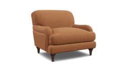 Orange Velvet Armchair - Traditional Accent Custom Arm Chair In Stain Resistant Velvet - Ryde Range - thumbnail 1