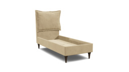 Cream Fabric Single Bed Frame - Traditional Low End With Large Headboard - Lyndhurst Range
