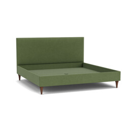 Green Linen Emperor Size Bed Frame - Traditional Low End With Large Headboard - Yarnmouth Range - thumbnail 1
