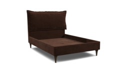 Brown Velvet King Size Bed Frame - Traditional Low End With Large Headboard In Easy Clean Velvet - Lyndhurst Range - thumbnail 1