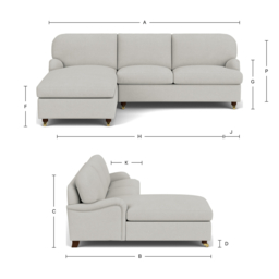 Yellow Velvet 3 Seater Sofa With Chaise - Traditional Style Custom Sofa In Stain Resistant Velvet - Helston Range - thumbnail 4