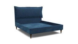 Blue Velvet Super King Size Bed Frame - Traditional Low End With Large Headboard In Easy Clean Velvet - Lyndhurst Range - thumbnail 1