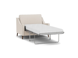 Cream Fabric Loveseat Armchair Sofabed - Modern Pull Out Chair Bed - Weymouth Range
