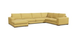Yellow Velvet U Shaped Sofa - Modren U Shape Corner Custom Sofa In Stain Resistant Velvet - Ashdown Range