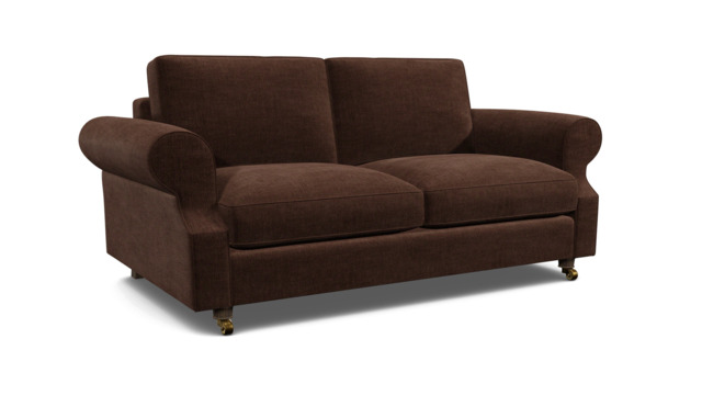 Brown Velvet 3 Seater Sofa - Traditional Style Custom Sofa In Easy Clean Velvet - Kendal Range - image 1