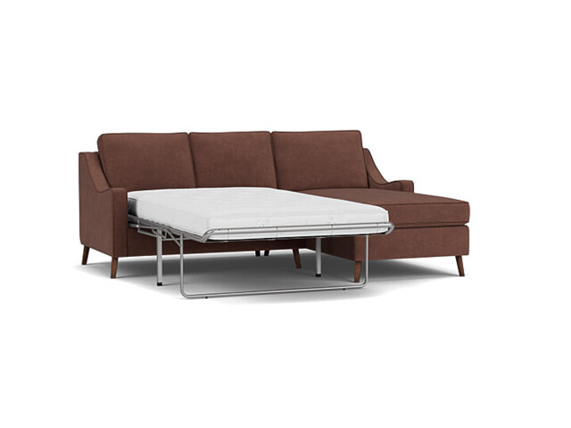 Mid-Century Weymouth 2 Seater Purple Chaise Sofa Bed, 170+ Customisation Options, UK Crafted - Darlings of Chelsea - image 1