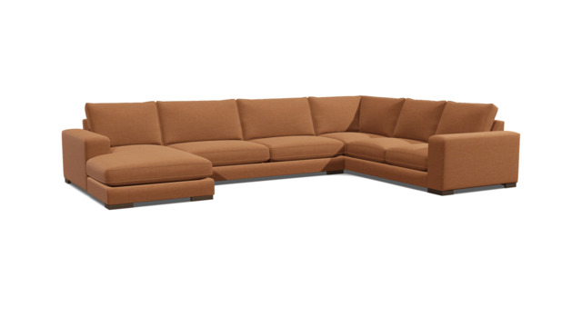 Orange Velvet U Shaped Sofa - Modren U Shape Corner Custom Sofa In Stain Resistant Velvet - Ashdown Range - image 1