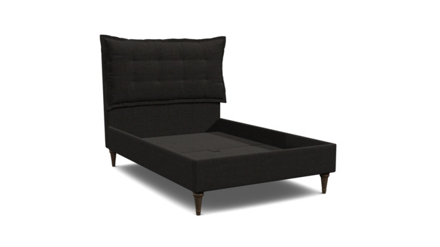 Black Velvet Double Bed Frame - Traditional Low End With Large Headboard In Easy Clean Velvet - Lyndhurst Range - image 1