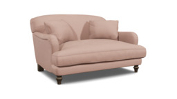 Pink Velvet Loveseat Armchair - Traditional Snuggler Cuddler Custom Arm Chair In Stain Resistant Velvet - Evelyn Range