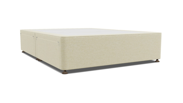 White Chenille King Size Bed Divan - Modern Style Divan Base In Stain Resistant Chenille - Barnsley Range - image 1