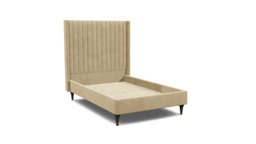 Cream Fabric Double Bed Frame - Modern Style Bed With Headboard - Wokingham Range - thumbnail 1