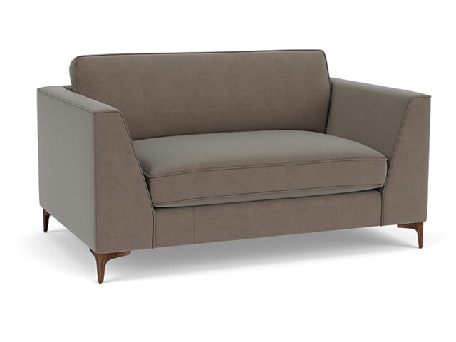 Brown Velvet Loveseat Armchair - Modern Snuggle Cuddler Custom Arm Chair In Easy Clean Velvet - Clapham Range - image 1