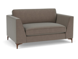 Brown Velvet Loveseat Armchair - Modern Snuggle Cuddler Custom Arm Chair In Easy Clean Velvet - Clapham Range - thumbnail 1
