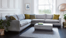 Grey Fabric Large Corner Sofa - Modern Style Corner Custom Sofa In Easy Clean Fabric - Darwin Range - thumbnail 2