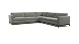 Grey Fabric Large Corner Sofa - Modern Style Corner Custom Sofa In Easy Clean Fabric - Darwin Range - thumbnail 1