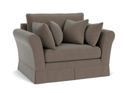 Brown Velvet Loveseat Armchair - Traditional Snuggler Cuddler Custom Arm Chair In Easy Clean Velvet - Jude Range