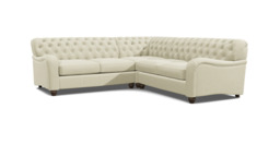 White 2 Seater Corner Sofa - Traditional Chesterfield Style Fabric Luxury Premium Corner Sofa - Bakewell Range