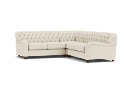 White 2 Seater Corner Sofa - Traditional Chesterfield Style Fabric Luxury Premium Corner Sofa - Bakewell Range - thumbnail 1