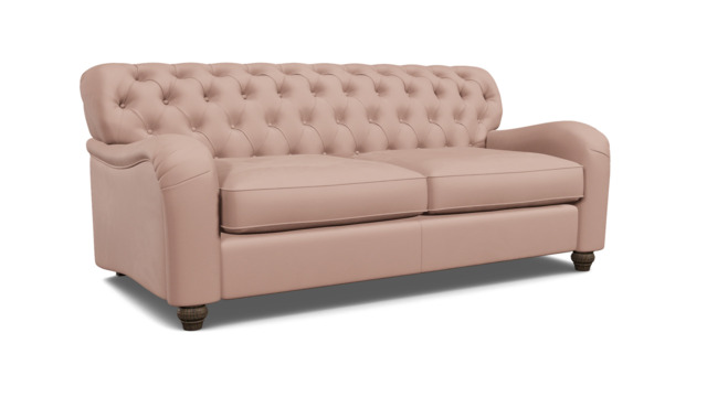 Pink Velvet 3.5 Seater Sofa - Traditional Button Back Custom Sofa In Stain Resistant Velvet - Bakewell Range - image 1