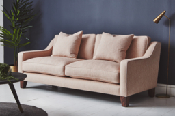 White Chenille 2 Seater Sofa - Modern Style Custom Sofa In Stain Resistant Chenille - Banbury Range - thumbnail 2