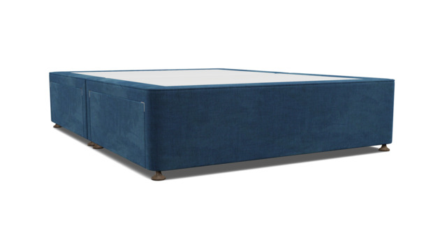 Blue Velvet King Size Bed Divan - Modern Style Divan Base In Easy Clean Velvet - Barnsley Range - image 1