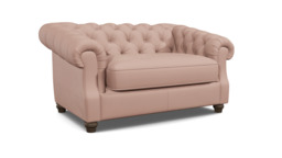 Pink Velvet Loveseat Armchair - Traditional Snuggler Cuddler Custom Arm Chair In Stain Resistant Velvet - Wantage Range