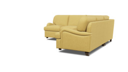 Yellow Velvet 2X2 Seater Corner Sofa - Traditional Style Custom Sofa In Stain Resistant Velvet - Helston Range - thumbnail 1