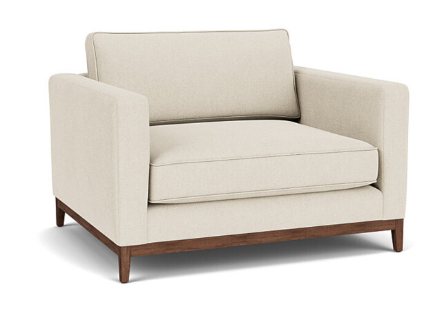 White Chenille Loveseat Armchair - Modern Snuggle Cuddler Custom Arm Chair In Stain Resistant Chenille - Darwin Range - image 1