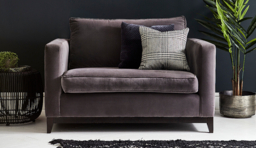Cream Fabric Loveseat Armchair - Modern Snuggle Cuddler Custom Arm Chair - Darwin Range - thumbnail 2