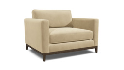 Cream Fabric Loveseat Armchair - Modern Snuggle Cuddler Custom Arm Chair - Darwin Range - thumbnail 1