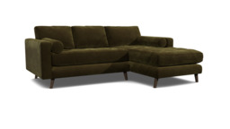 Green Linen 2 Seater Sofa With Chaise - Modern Style Custom Sofa - Shoreditch Range