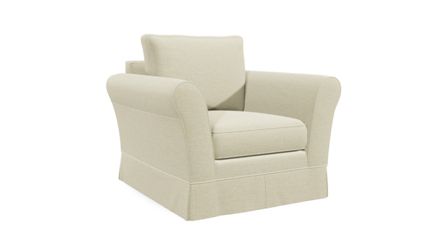 White Chenille Armchair - Traditional Accent Custom Arm Chair In Stain Resistant Chenille - Jude Range - image 1