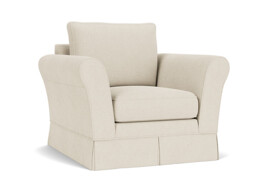 White Chenille Armchair - Traditional Accent Custom Arm Chair In Stain Resistant Chenille - Jude Range