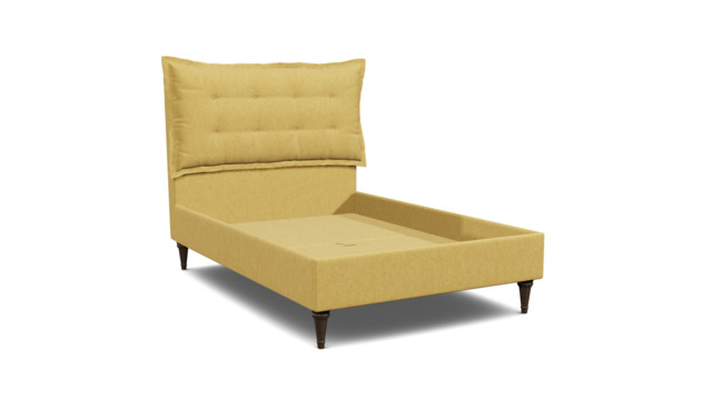 Yellow Velvet Double Bed Frame - Traditional Low End With Large Headboard In Stain Resistant Velvet - Lyndhurst Range - image 1