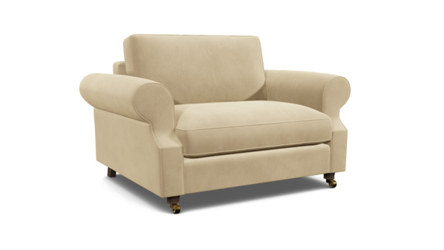 Cream Fabric Loveseat Armchair - Traditional Snuggler Cuddler Custom Arm Chair - Kendal Range - image 1