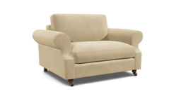 Cream Fabric Loveseat Armchair - Traditional Snuggler Cuddler Custom Arm Chair - Kendal Range