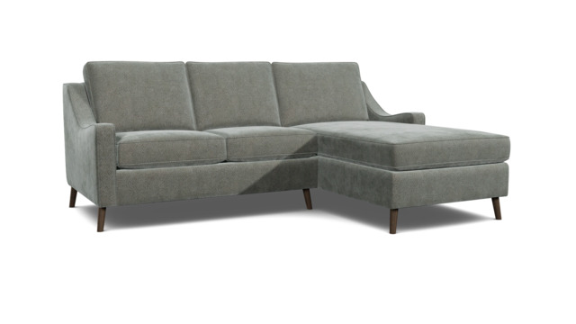 Mid-Century Weymouth 2 Seater Grey Chaise Sofa Bed, 170+ Customisation Options, UK Crafted - Darlings of Chelsea - image 1