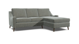Mid-Century Weymouth 2 Seater Grey Chaise Sofa Bed, 170+ Customisation Options, UK Crafted - Darlings of Chelsea - thumbnail 1