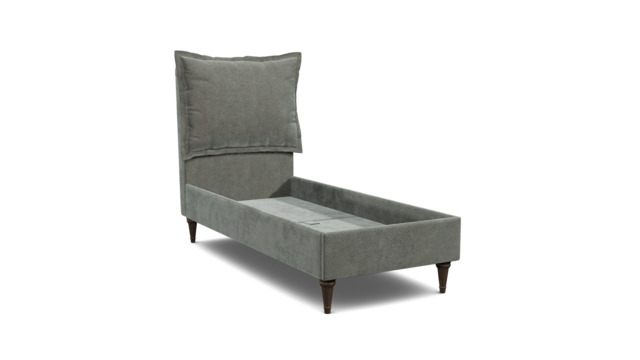 Grey Fabric Single Bed Frame - Traditional Low End With Large Headboard In Easy Clean Fabric - Lyndhurst Range - image 1