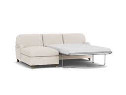 Cream Fabric 3 Seater Sofabed With Chaise - Traditional Fold Out Custom Sofa Bed - Helston Range