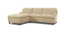 Cream Fabric 3 Seater Sofabed With Chaise - Traditional Fold Out Custom Sofa Bed - Helston Range - thumbnail 1