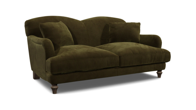 Green Linen 2 Seater Sofa - Traditional Style Custom Sofa Settee - Evelyn Range - image 1
