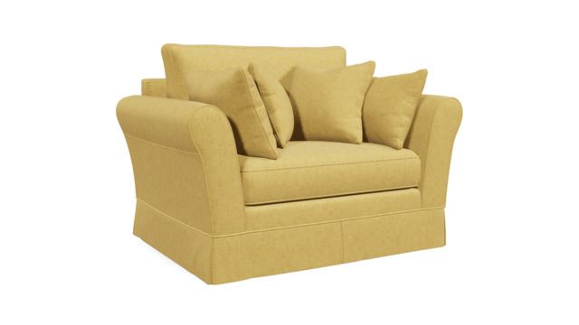 Yellow Velvet Loveseat Armchair - Traditional Snuggler Cuddler Custom Arm Chair In Stain Resistant Velvet - Jude Range - image 1