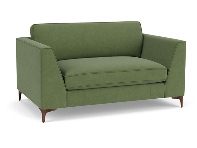 Green Linen Loveseat Armchair - Modern Snuggle Cuddler Custom Arm Chair - Clapham Range - image 1